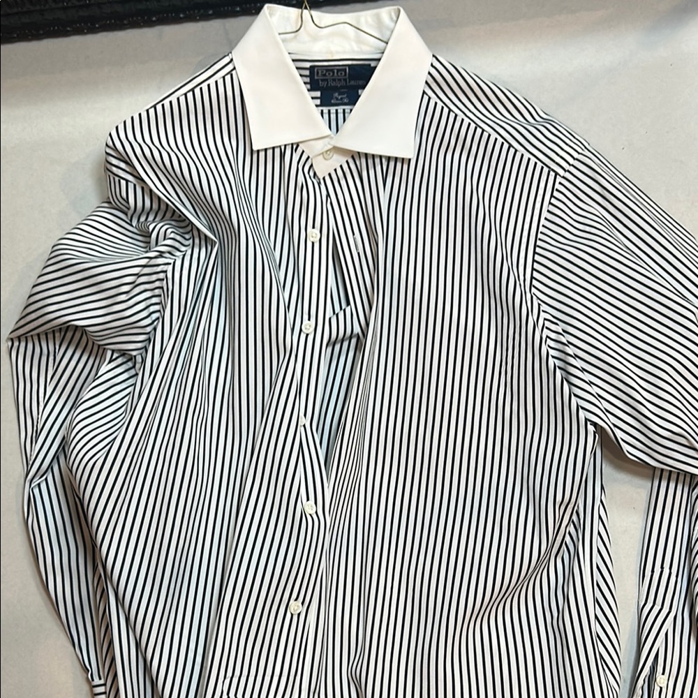 Ralph Lauren Black and White Striped Button-Up Shirt